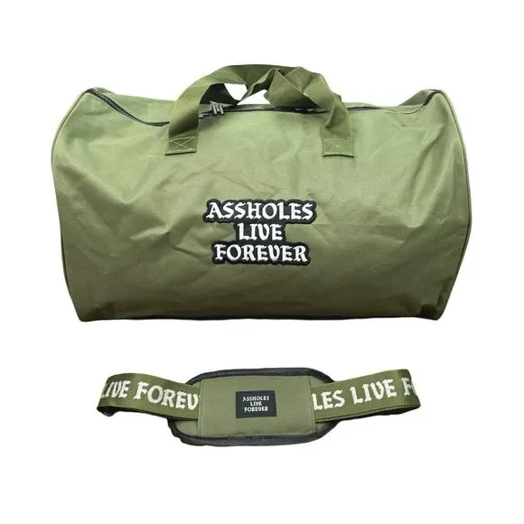 A**holes Live Forever Emotional Baggage Embroidered Duffle Bag 20” x 8” x 11.5” - Picture 1 of 6